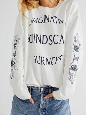 The OneTeaspoon Deeper Sounds Hand of Wisdom Sweater Graphic Eye-Print Cream